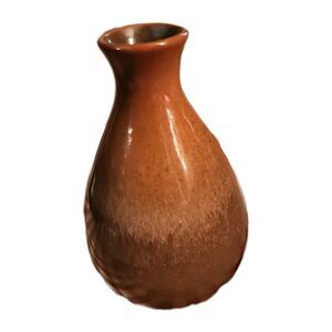 Pottery Bud Vase Brown Ombre Drop Glaze 6" Tall